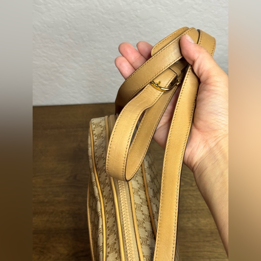 Céline Vintage Macadam Tan Leather Shoulder Crossbody Bag EUC - Picture 5 of 14